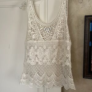 AEO Vintage Boho Crochet Tank Top Color Cream Size Small